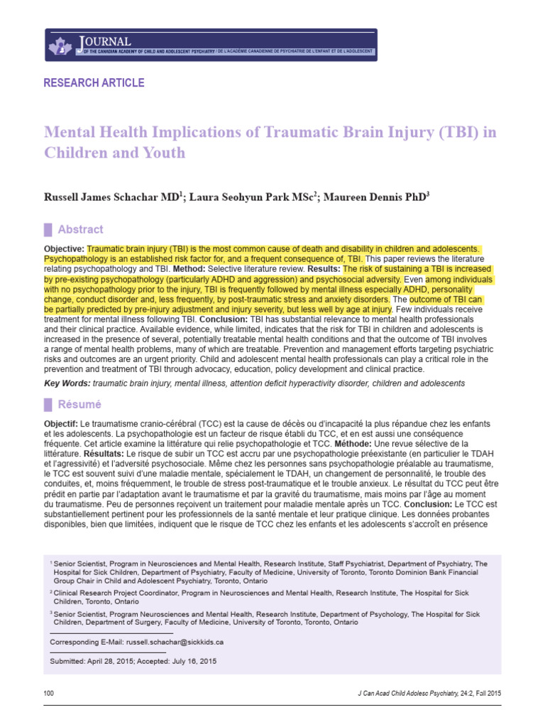 TBI Mental Health Implications of TBI | PDF | Traumatic Brain Injury ...