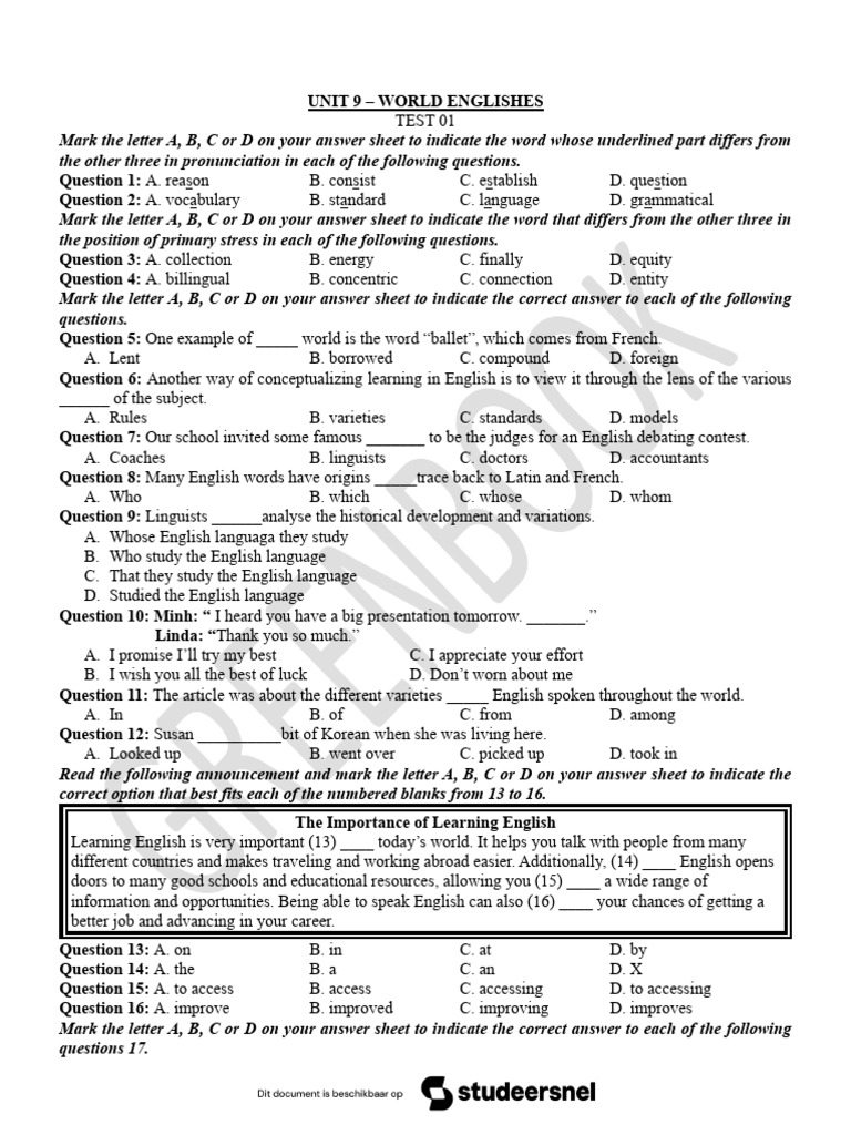 TEST UNIT 9 | PDF