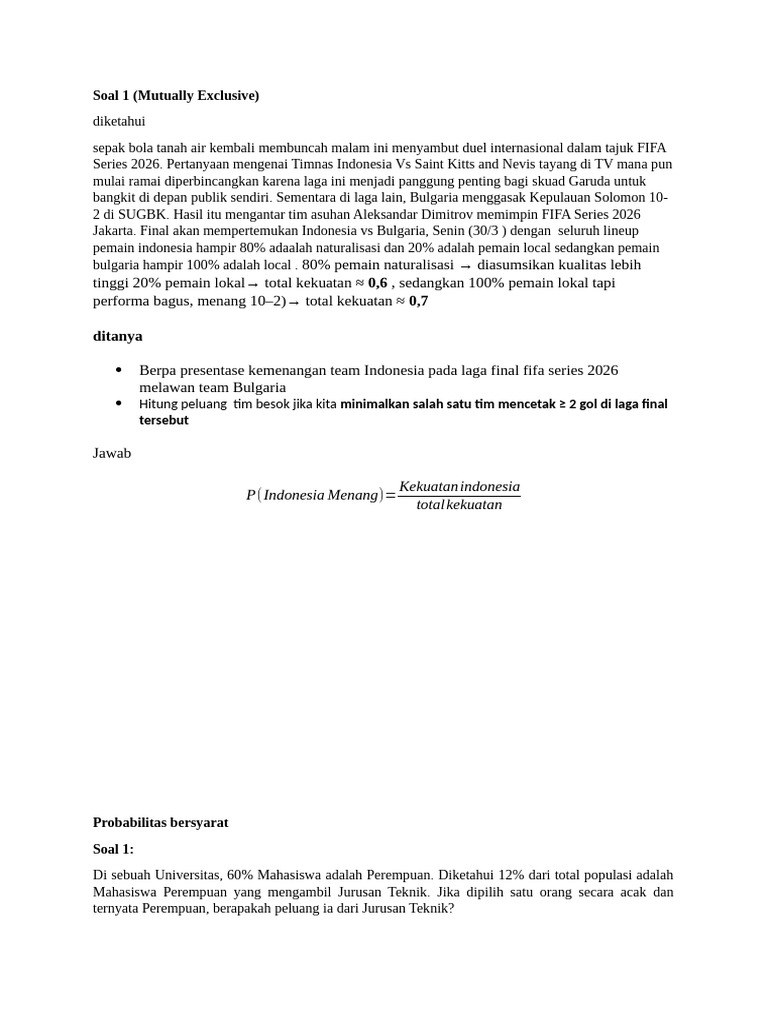 Probabilitas bersyarat Rofiq | PDF