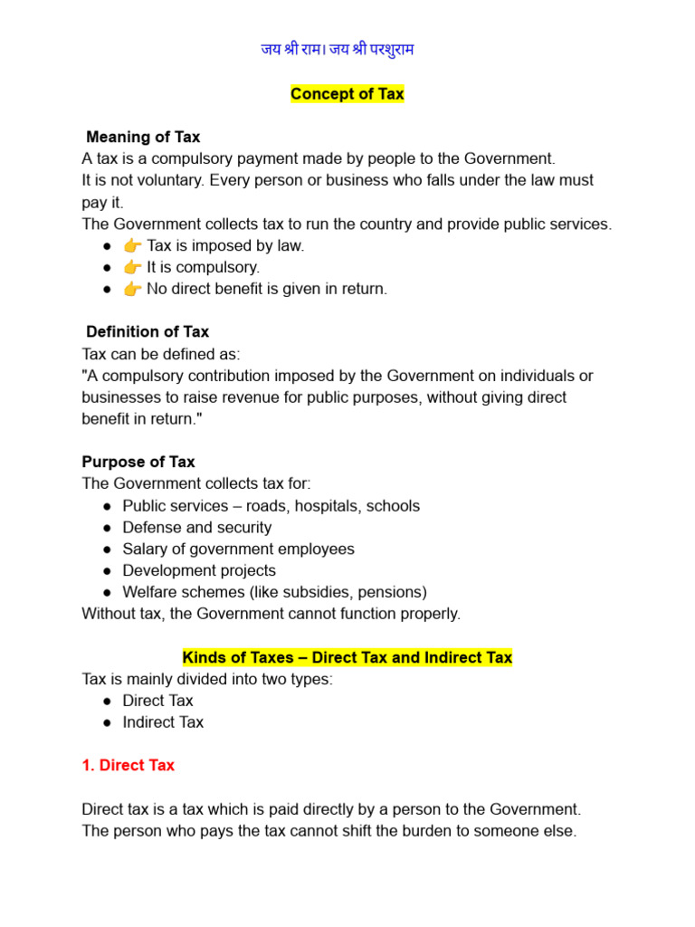 Unit 1 Tax | PDF | Taxes | Direct Tax