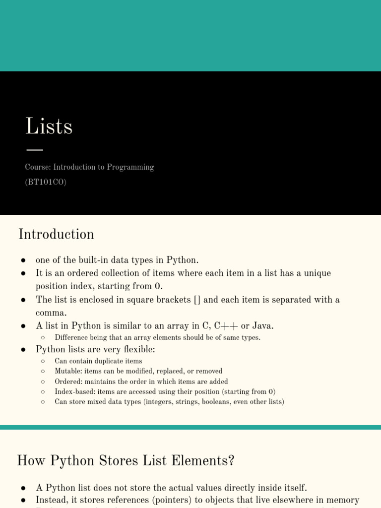 Lists | PDF | Pointer (Computer Programming) | Data Type