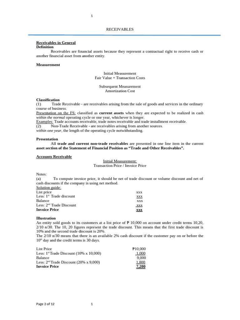 Receivables | PDF | Business Economics | Business
