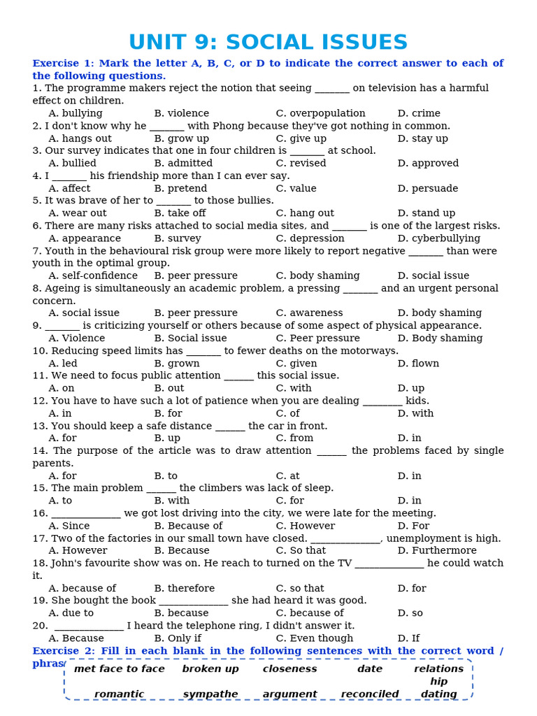 Unit 9 Social Issues | PDF | Crimes | Crime & Violence