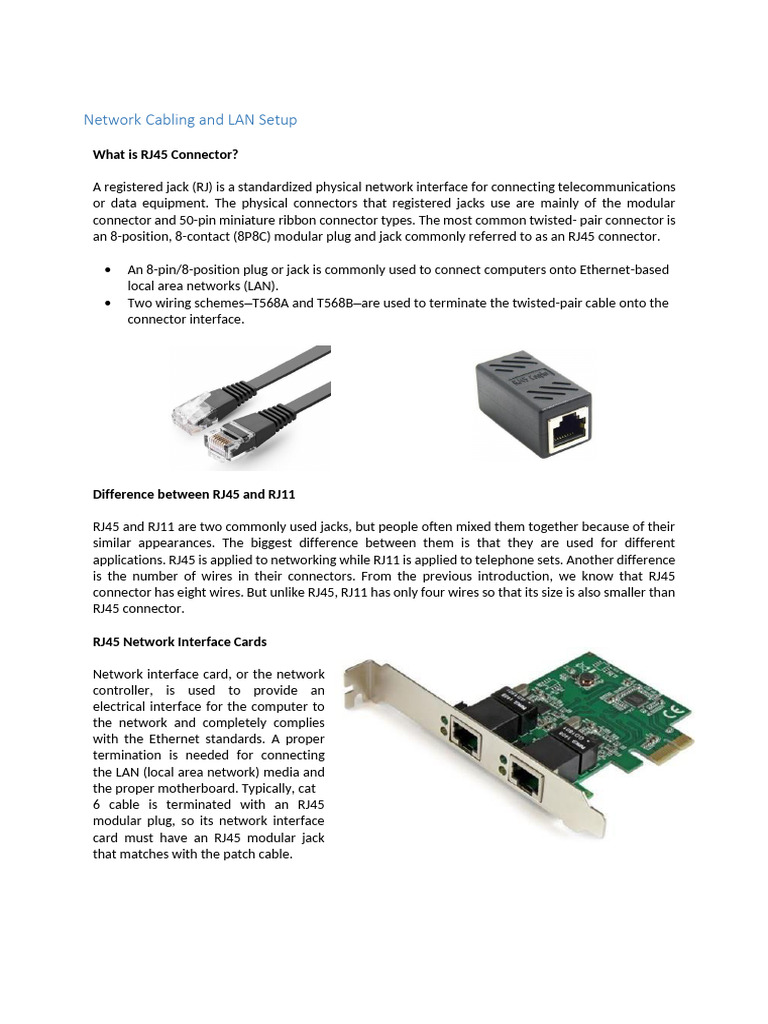 Network Cabling and LAN Setup Lab Manual | PDF | Ethernet ...