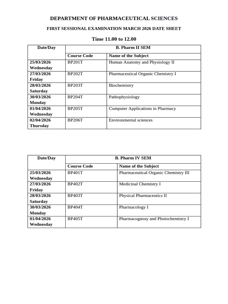 Revised First Sessional Exam 2026 | PDF