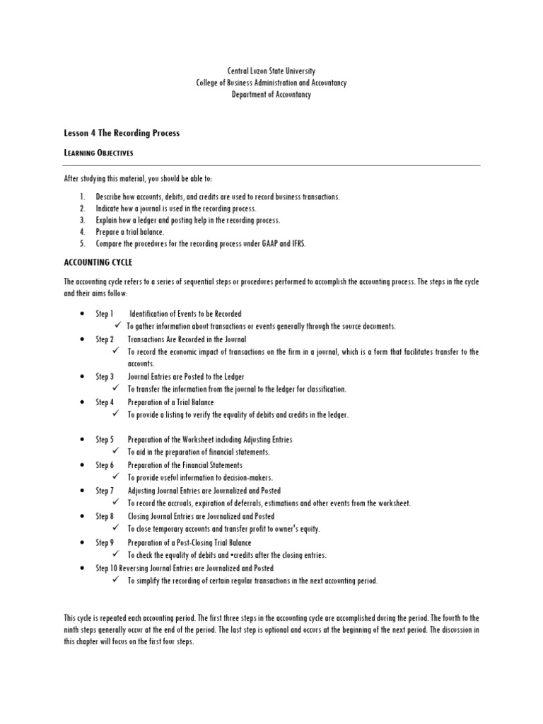 Principles of Accounting - Lesson4 - 1100 | PDF | Debits And Credits ...