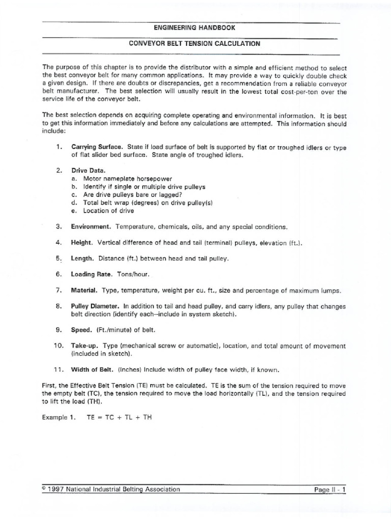 Belt Tension Calculation | PDF