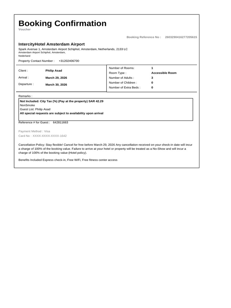 Confirmation for Booking ID # 642811663-1 | PDF