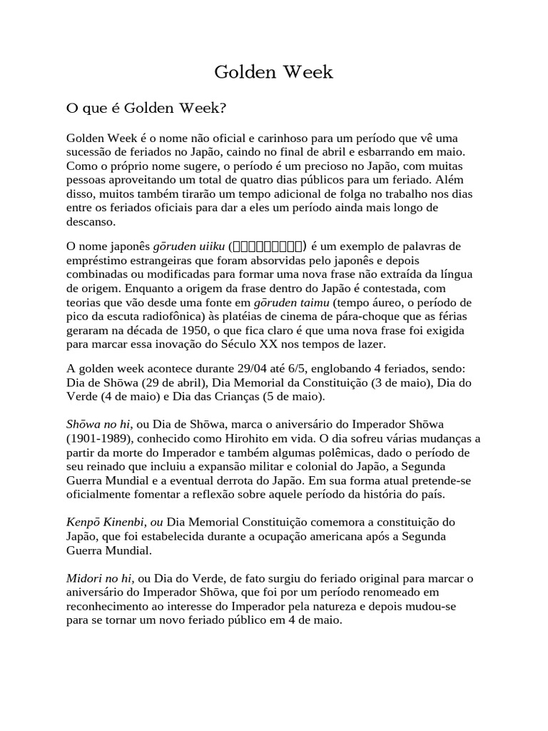 Golden Week (1) | PDF
