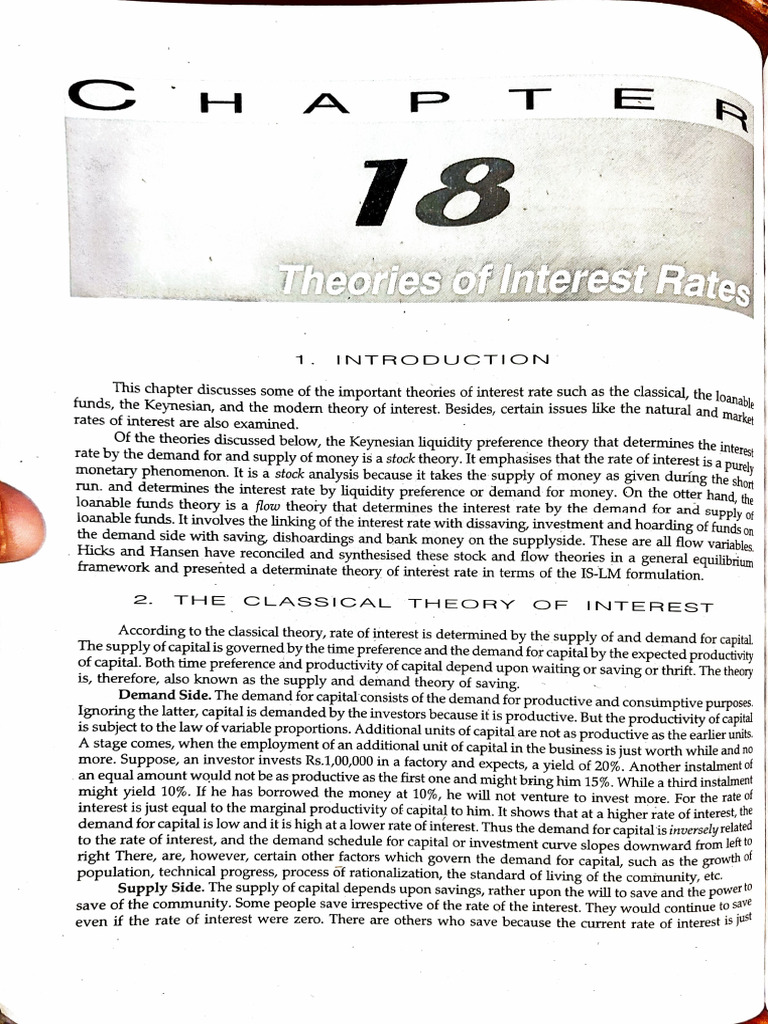 Theories of Interest Rates | PDF | Interest | Demand For Money