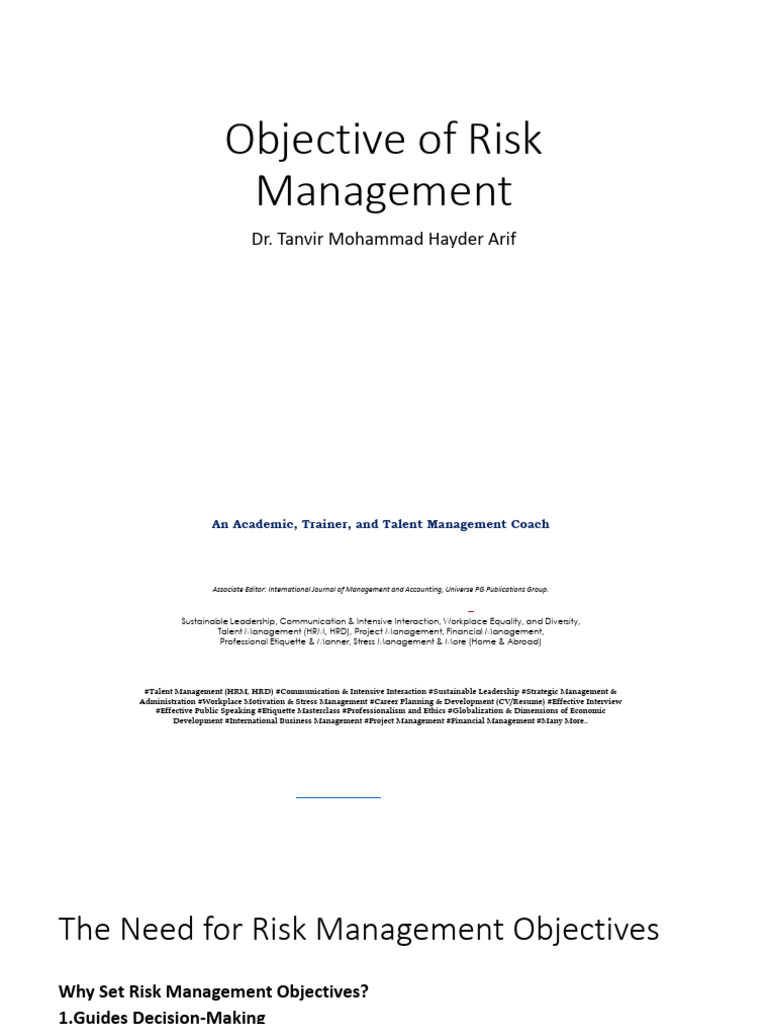Objective of Risk Management | PDF | Risk | Risk Management