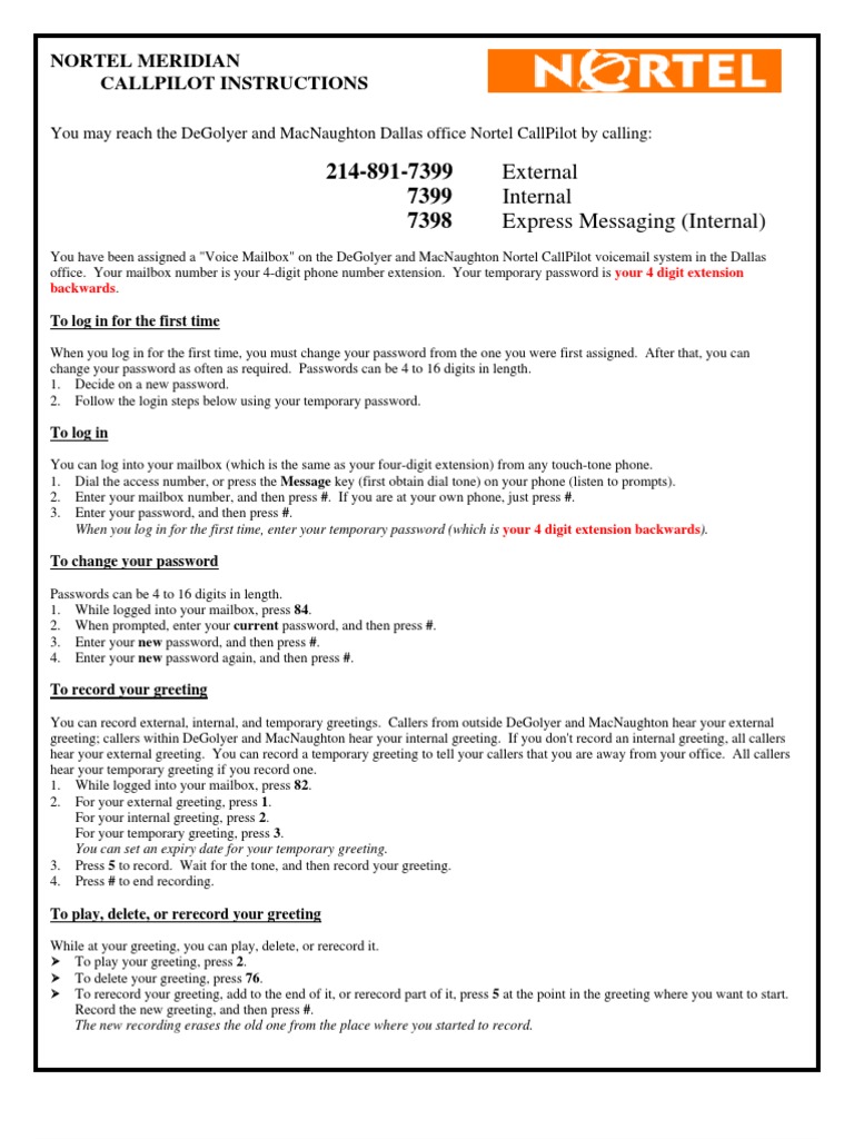 Call Pilot User Guide | Download Free PDF | Voicemail | Telecommunications