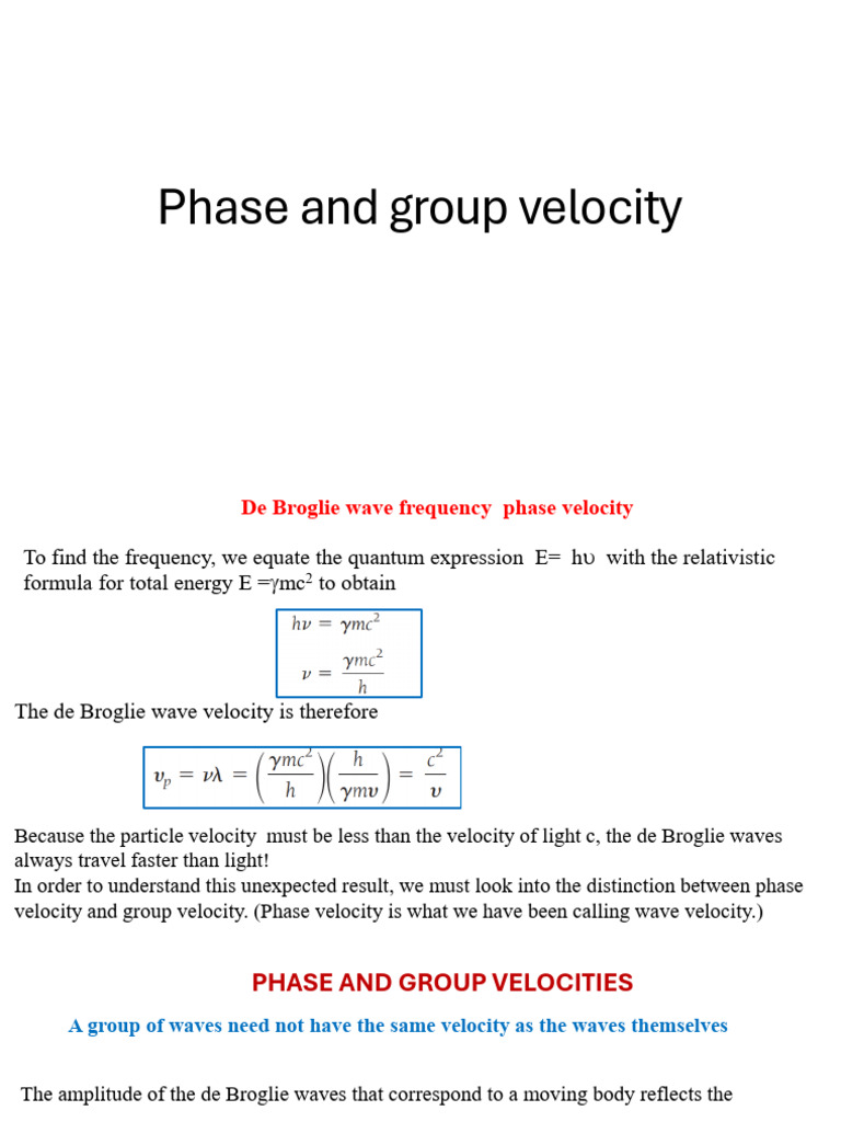 Phase and Group Velocity | PDF | Waves | Electron
