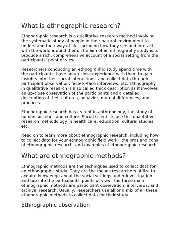 Ethnographic Research | PDF