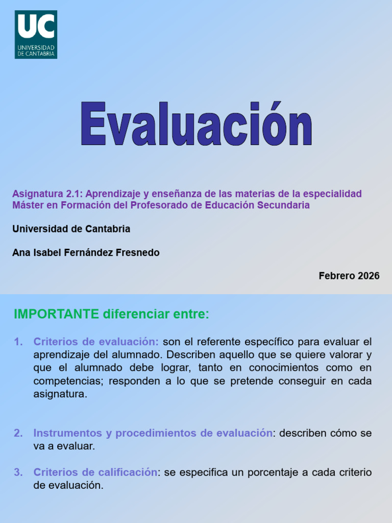 Evaluación 2026 | PDF | Evaluación | Maestros