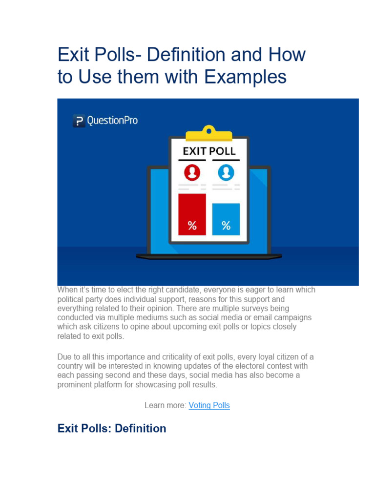 Exit Poll 1 | PDF | Opinion Poll | Elections