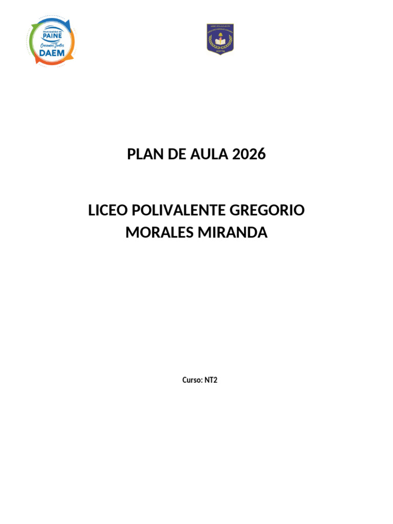 Plan de Aula 2026 Escuelas y Liceos | PDF