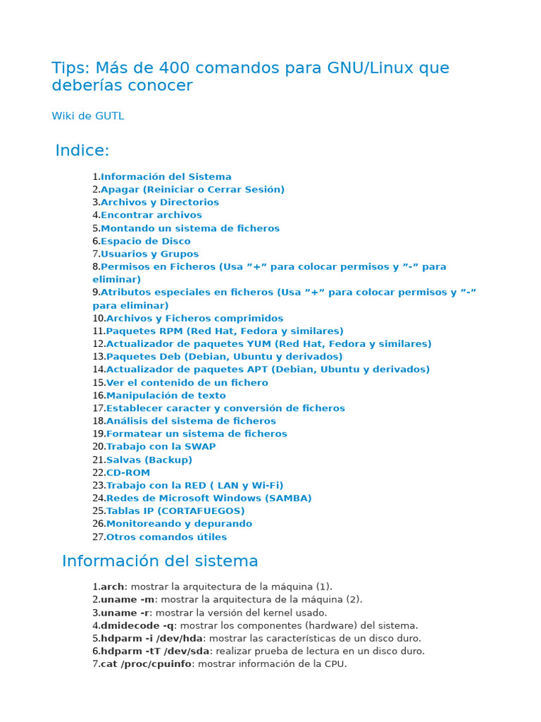 400 Comandos Linux | PDF | Archivo de computadora | Datos de computadora