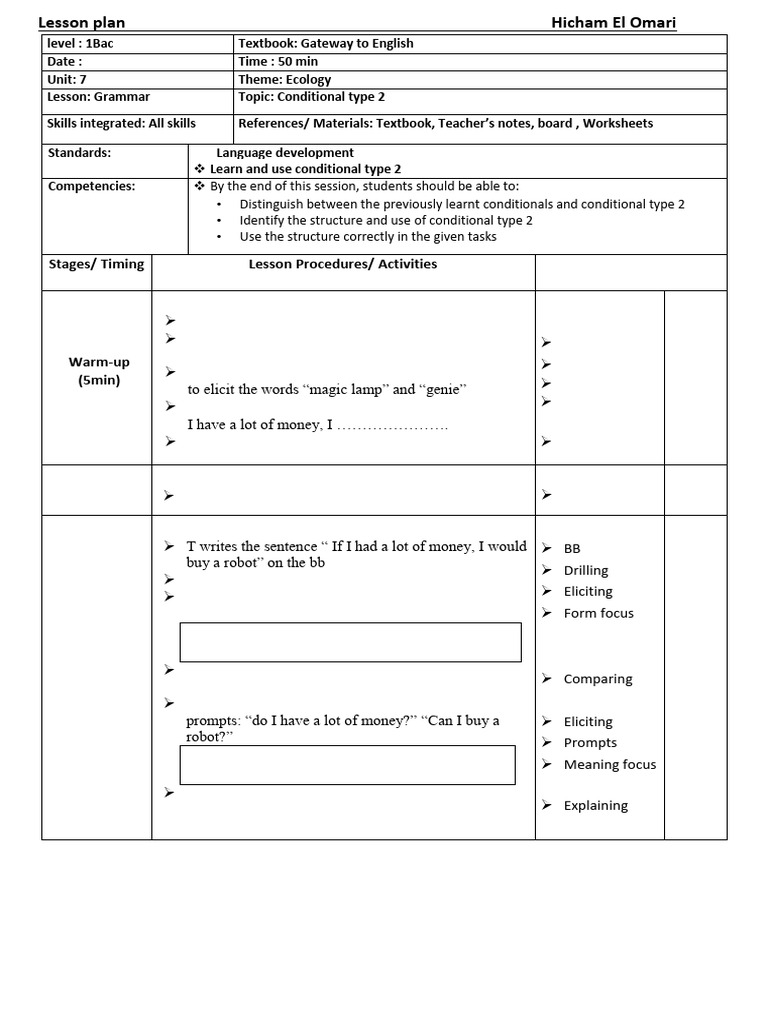 1 Bac Ecology Grammar Conditional Type 2 | PDF | Cognition | Cognitive ...