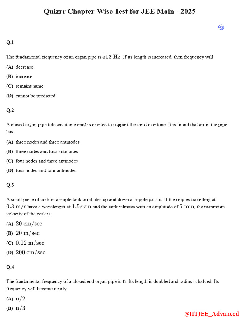 Waves and Sound - Test 4 | PDF | Sound | Oscillation