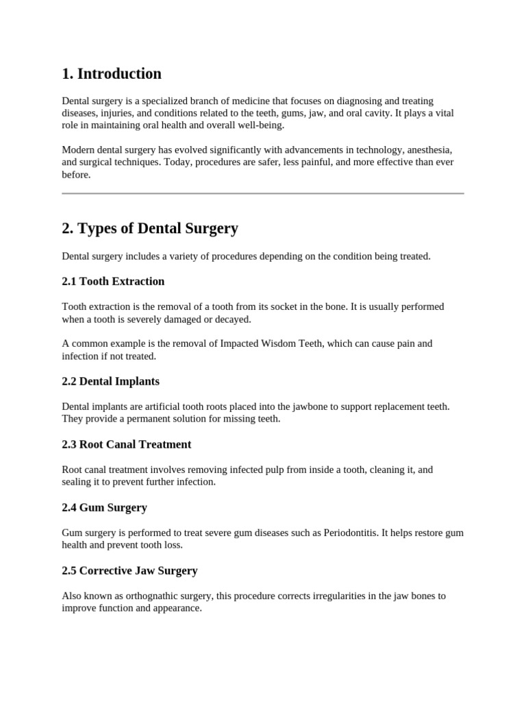 Dental Surgery an Overview | PDF | Dentistry | Human Tooth