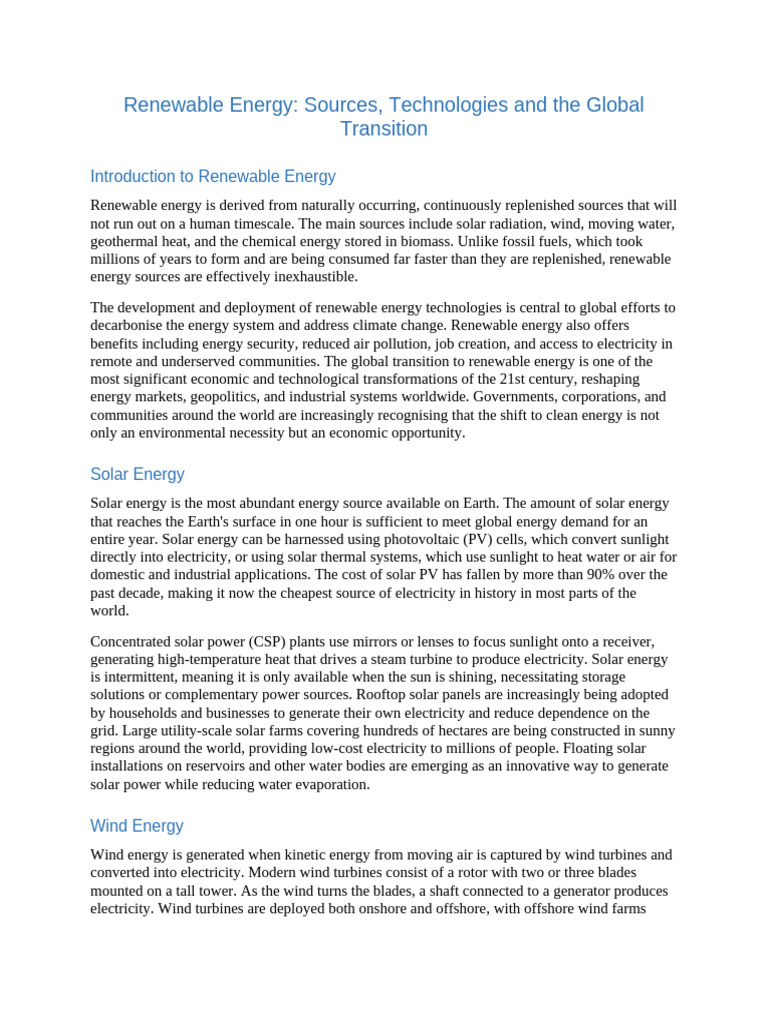 Renewable_Energy_Notes | PDF | Renewable Energy | Wind Power