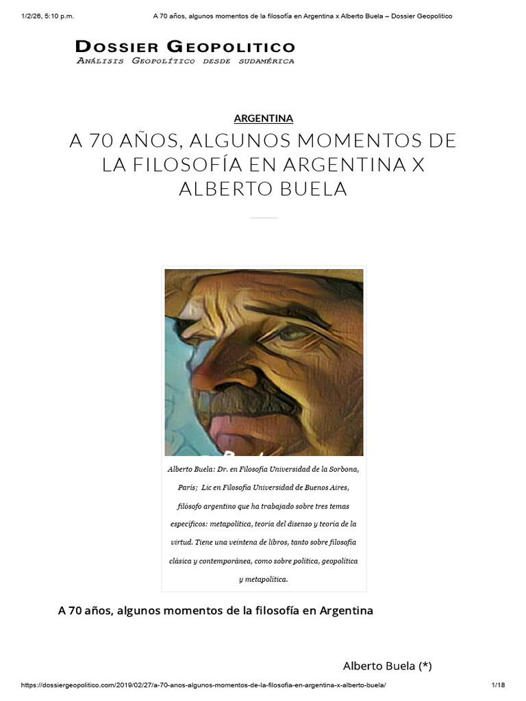 Alberto Buela – La Filosofía en Argentina- Dussel | PDF | marxismo