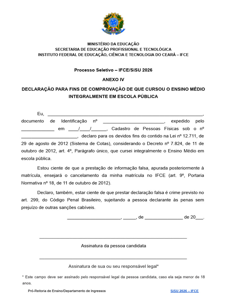 Declaração Que Cursou Integralmente o Ens Med em Escola Pública | PDF