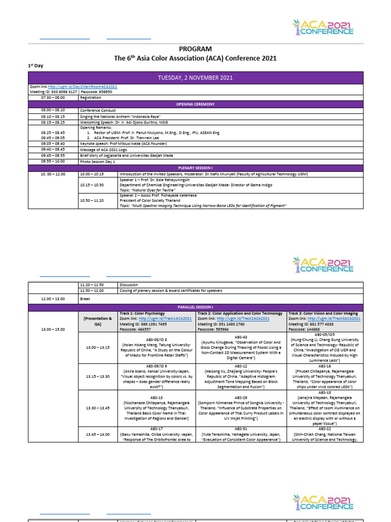 Program The 6th ACA 2021 | PDF