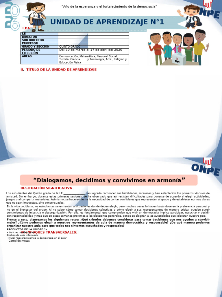UNIDAD DE APRENDIZAJE 01 - QUINTO GRADO | PDF | Datos | Sustracción