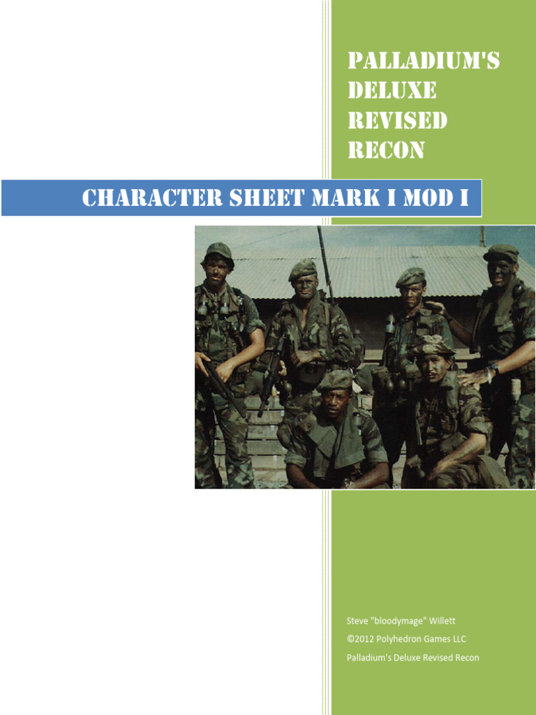 Deluxe Revised Recon Character Sheet | PDF