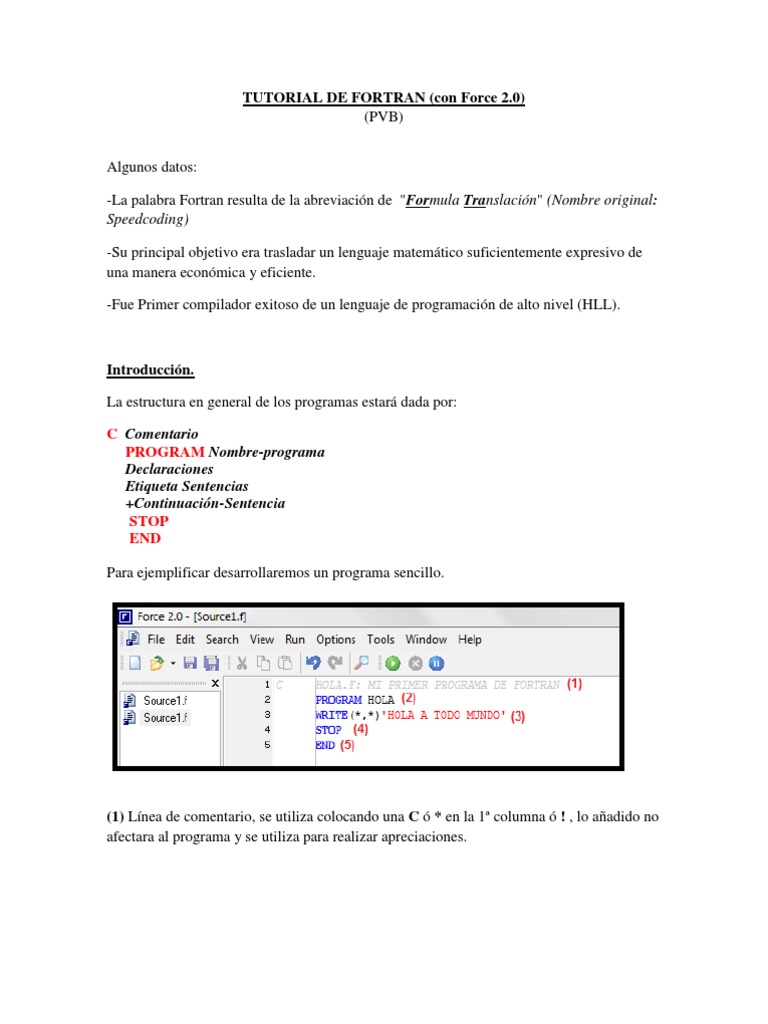 Tutorial de Fortran (PVB) Con Force | PDF | Archivo de computadora ...