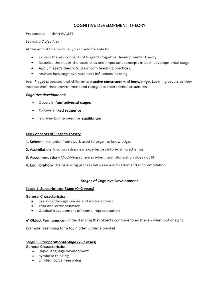 Cognitive Development Theory | PDF | Cognition | Behavioural Sciences