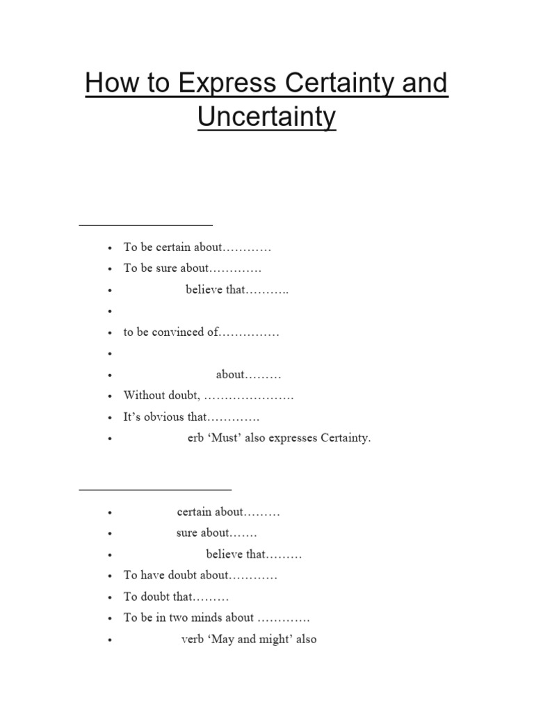 How to Express Certainty and Uncertainty | PDF