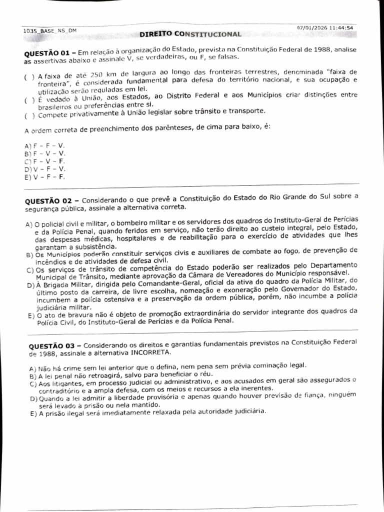 PROVA CTSP 2026 | PDF