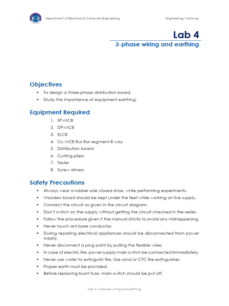 Lab04 - Electric Work | PDF | Electrical Wiring | Equipment