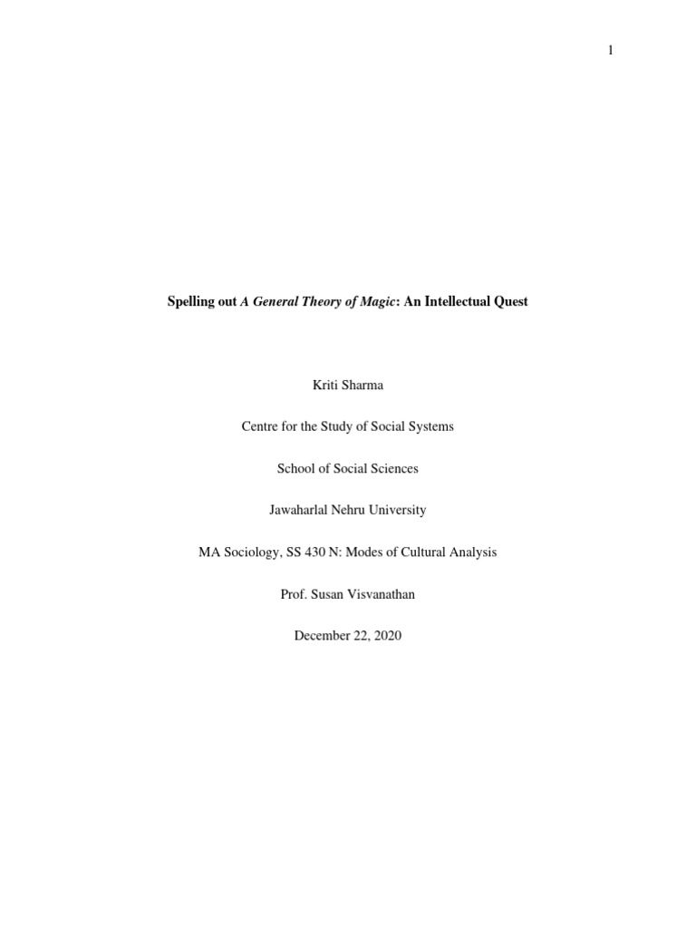 Spelling Out a General Theory of Magic A | PDF | Science | Causality