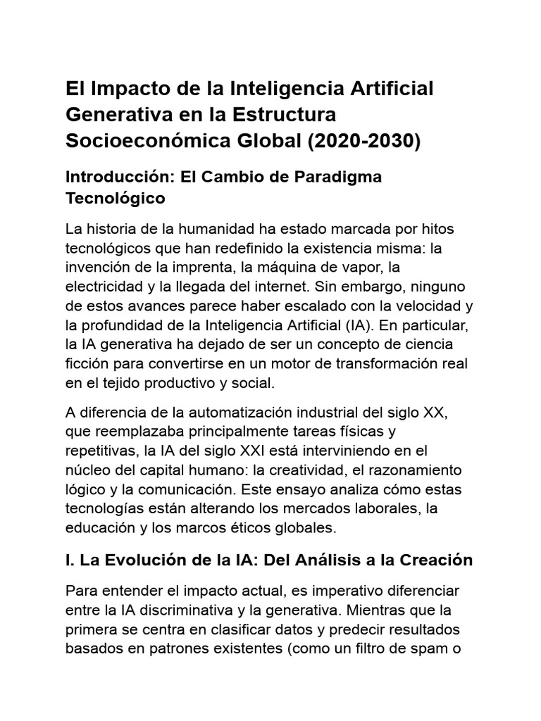 El Impacto de la Inteligencia Artificial Generativa en la Estructura ...