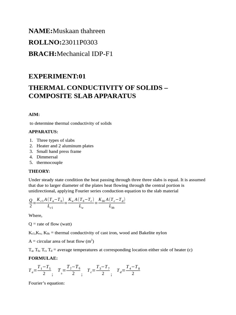 HT Lab Record | PDF | Heat Transfer | Thermal Conduction