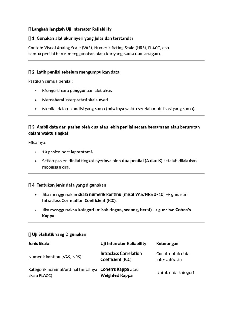 Langkah-langkah Uji Interrater Reliability | PDF