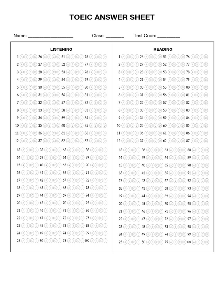 Answer Sheet Done | PDF