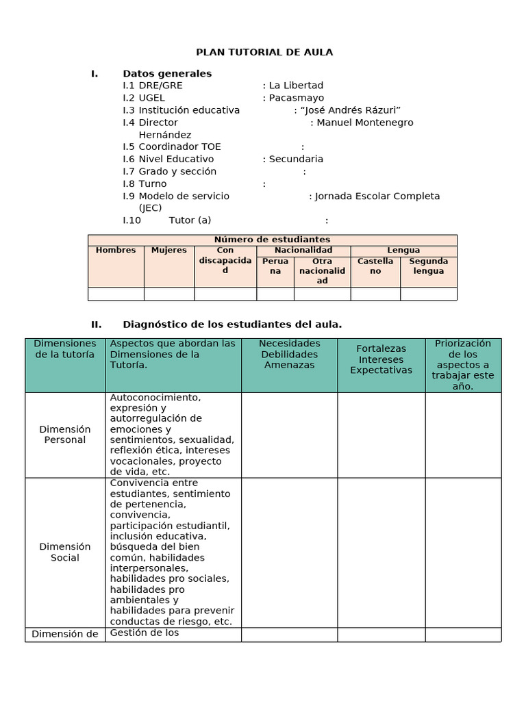 Plan Tutorial de Aula | PDF | Sicología | Ciencias del comportamiento