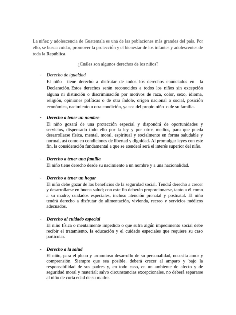 Derechos de la Niñez y Adolescencia | PDF | Derechos de los niños ...