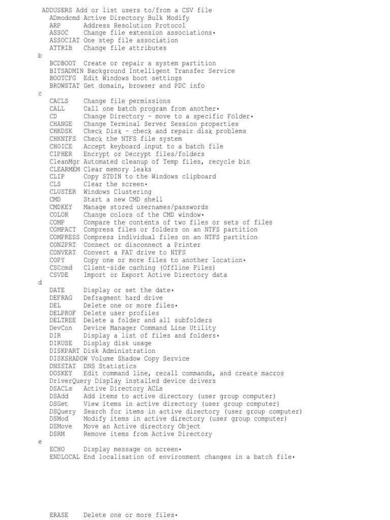 Windows CMD Command List Computer File Windows Registry