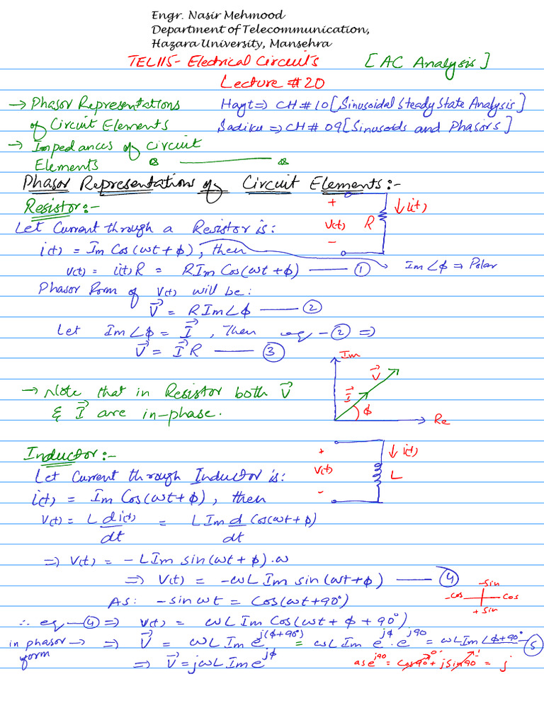 20-ACA_Phasors Representations and Impedances_annotated | PDF