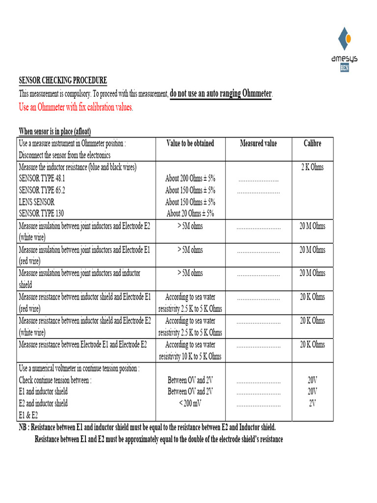 Sensor Check | PDF | Electrical Resistance And Conductance | Measuring ...