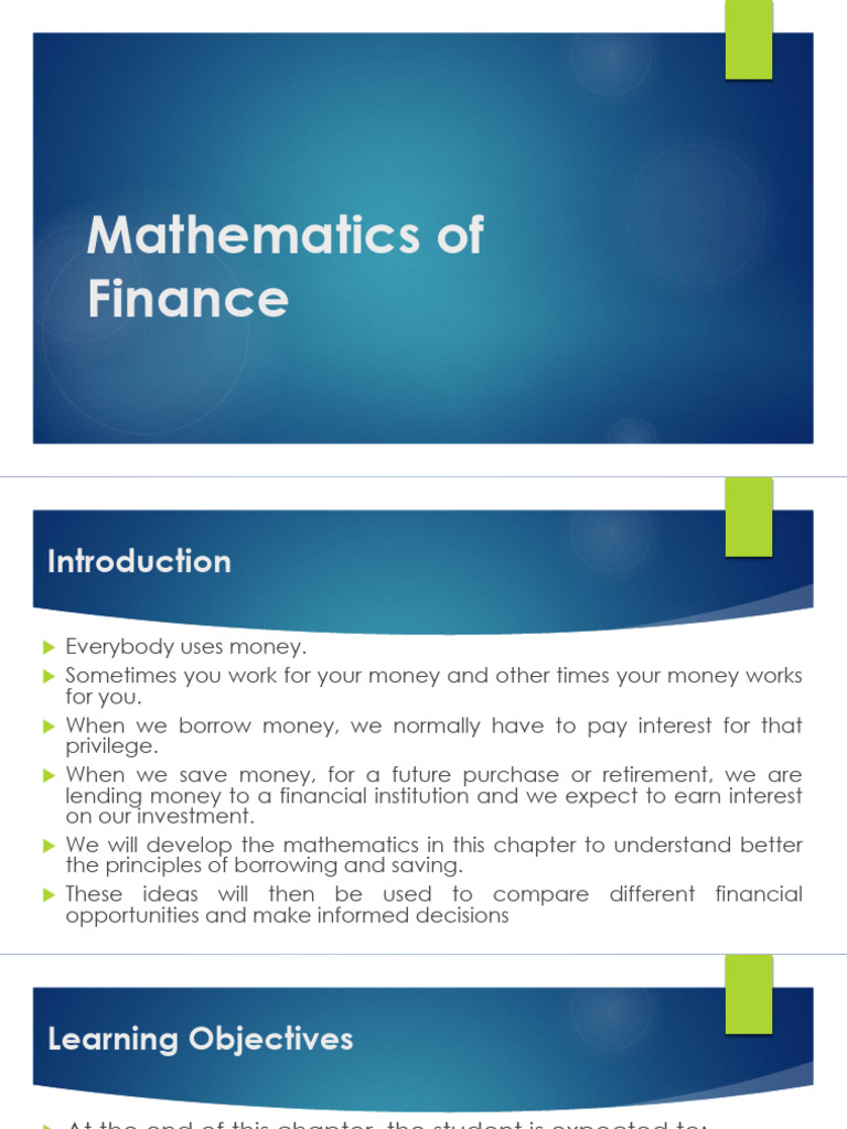 5 Mathematics of Finance | PDF | Interest | Compound Interest