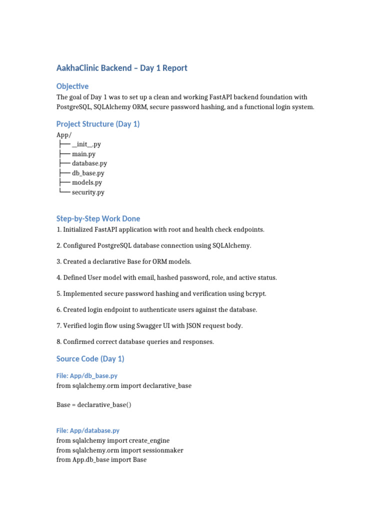AakhaClinic_Day1_Report | PDF | Boolean Data Type | Password