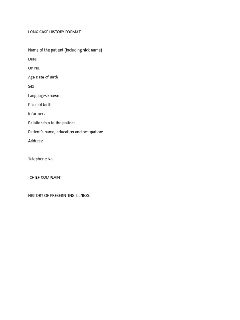 long case history format | PDF | Mouth | Dentistry
