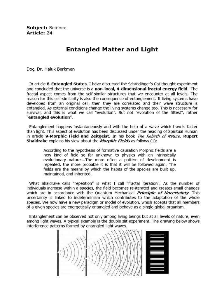 Entangled Matter and Light | PDF | Quantum Entanglement | Physics